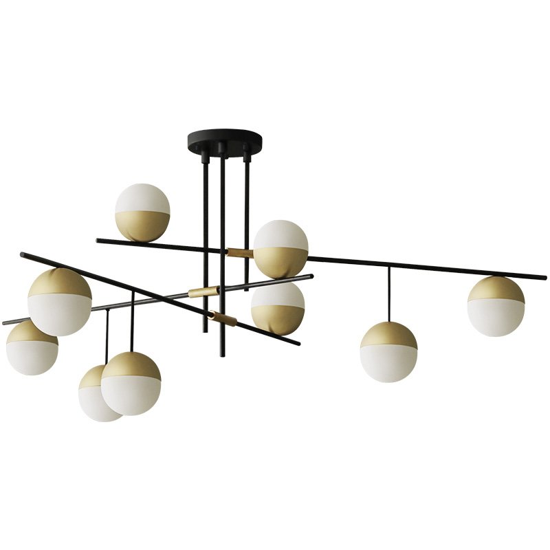 Люстра Balls white & brass 9 Белый Черный Латунь Люстра Balls white & brass 9 Белый Черный Латунь в Липецке | Loft Concept