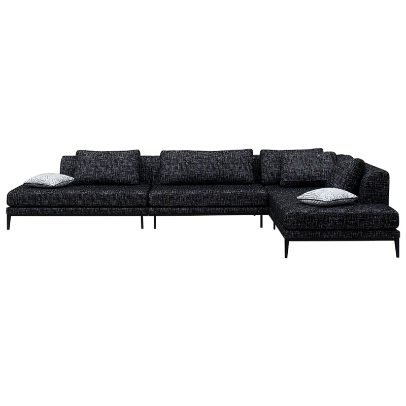 Угловой диван Ferguson Sofa Black Черный Черно-белый Угловой диван Ferguson Sofa Black Черный Черно-белый в Липецке | Loft Concept
