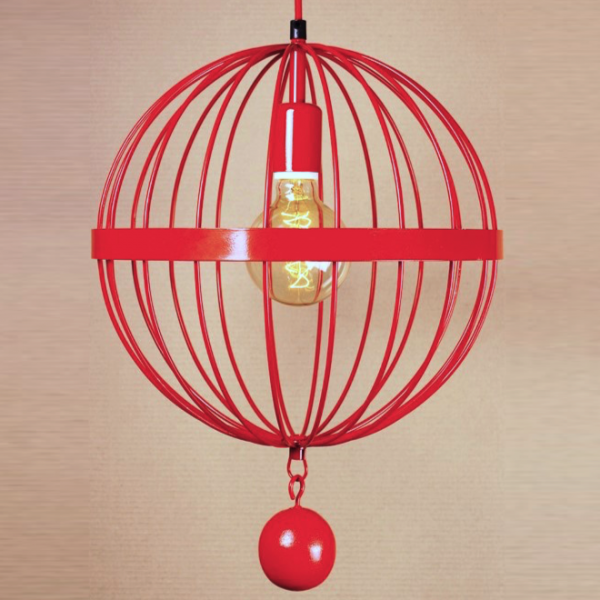 Подвесной светильник Wire Cage Pendant Spher Red Красный Подвесной светильник Wire Cage Pendant Spher Red Красный в Липецке | Loft Concept