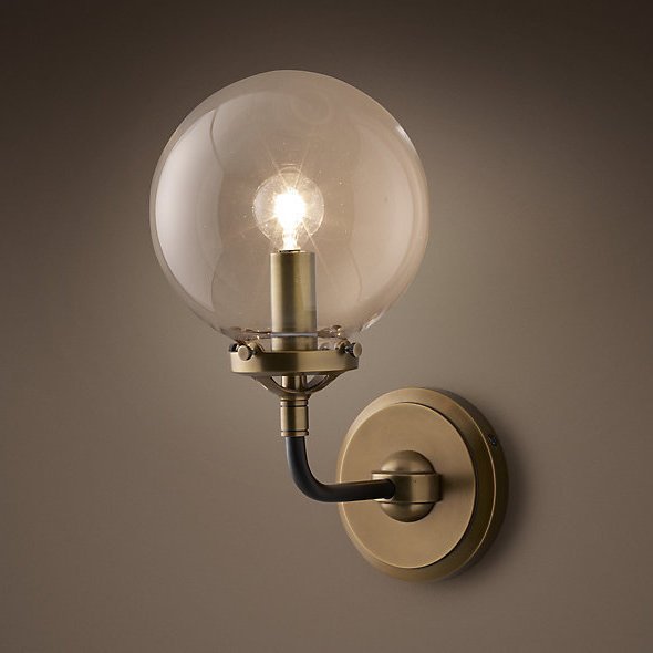 Бра Bistro Globe Clear Glass Single Sconce Brass Бра Bistro Globe Clear Glass Single Sconce Brass в Липецке | Loft Concept