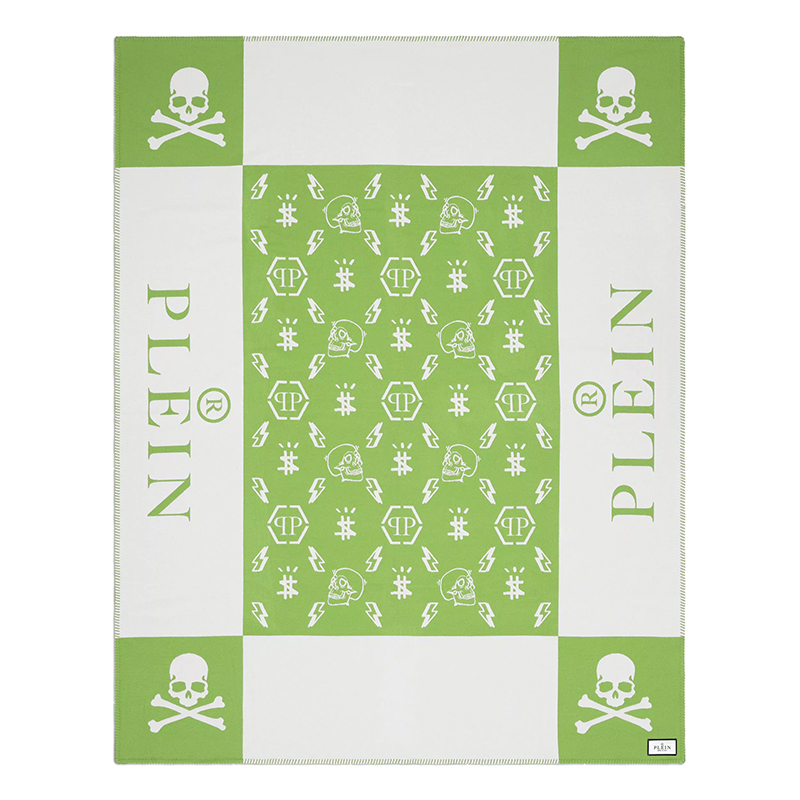 Плед Philipp Plein Plaid Cashmere Skul Green Зеленый Белый Плед Philipp Plein Plaid Cashmere Skul Green Зеленый Белый в Липецке | Loft Concept
