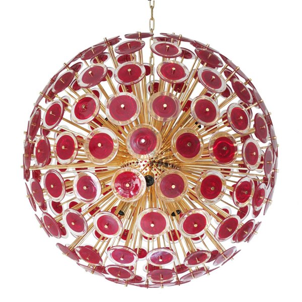 Murano Red Disco Glass Sputnik Chandelier Vistosi Красный (Red) Золотой Murano Red Disco Glass Sputnik Chandelier Vistosi Красный (Red) Золотой в Липецке | Loft Concept