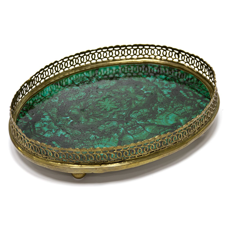 Поднос фарфоровый с бронзой Malachite Малахит Поднос фарфоровый с бронзой Malachite Малахит в Липецке | Loft Concept
