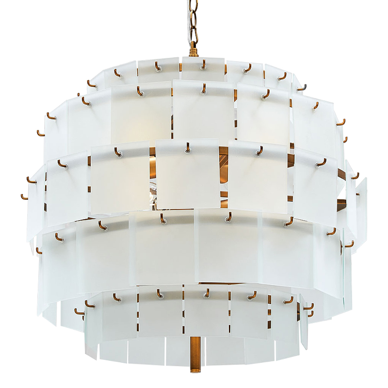 Люстра Glass Square Plates Chandelier Медь Белый Люстра Glass Square Plates Chandelier Медь Белый в Липецке | Loft Concept