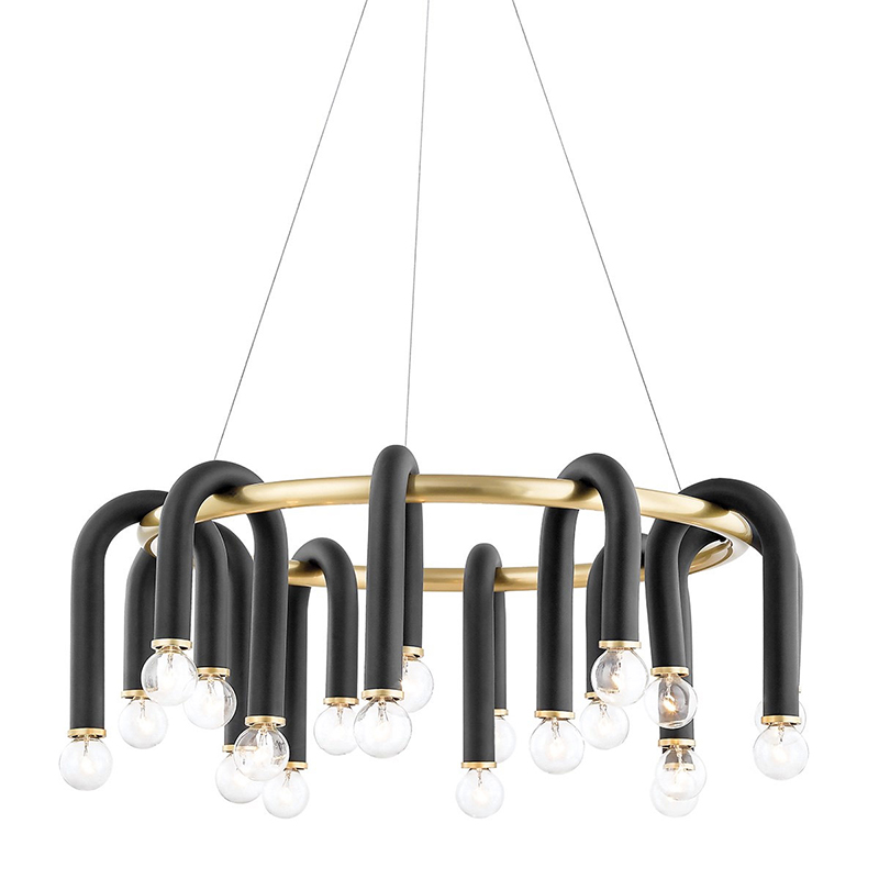 Люстра Paulson floppy chandelier round gold Черный Золотой Люстра Paulson floppy chandelier round gold Черный Золотой в Липецке | Loft Concept