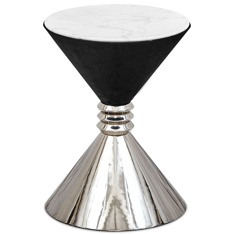 Приставной стол Hourglass side table Никель Черный Белый Приставной стол Hourglass side table Никель Черный Белый в Липецке | Loft Concept