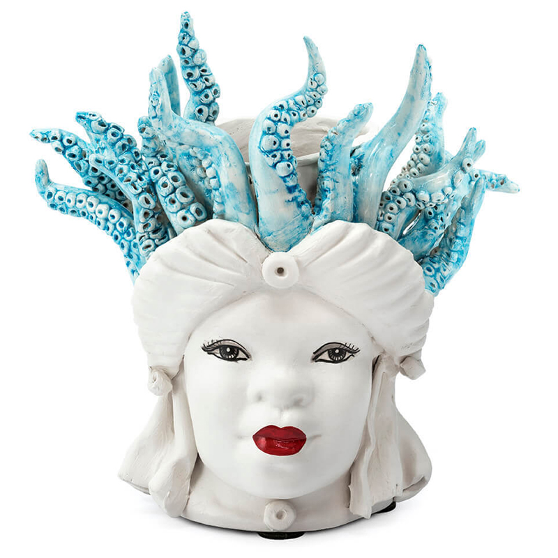 Ваза VASE MORO LADY SMALL MEDUSA Белый Голубой Ваза VASE MORO LADY SMALL MEDUSA Белый Голубой в Липецке | Loft Concept