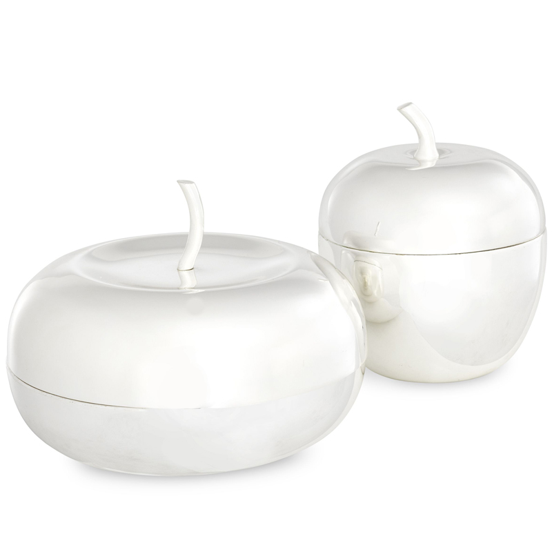Комплект шкатулок Eichholtz Box Apple Set of 2 Silver Серебряный Комплект шкатулок Eichholtz Box Apple Set of 2 Silver Серебряный в Липецке | Loft Concept