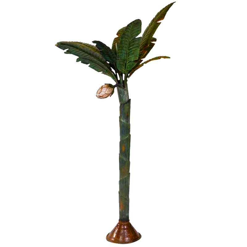 Торшер Дизайнерский Зеленый Банан Painted Metal Sculpture of Palm or Banana Tree and Flower Искусственная бурая ржавчина Зеленый в Липецке | Loft Concept 