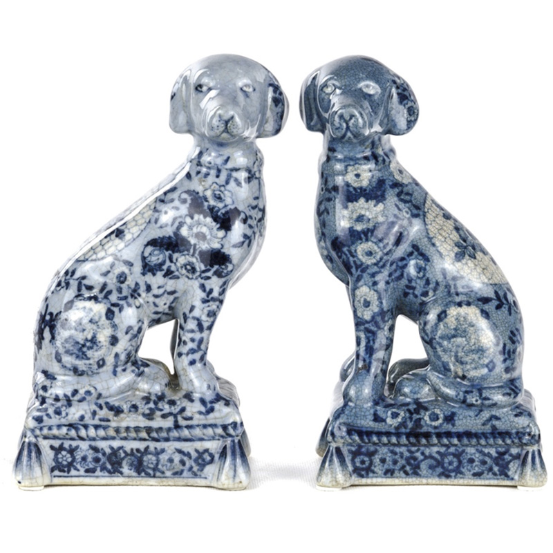 Статуэтки Oriental Blue & White Ornament Dogs набор из 2-х штук Белый Синий Статуэтки Oriental Blue & White Ornament Dogs набор из 2-х штук Белый Синий в Липецке | Loft Concept