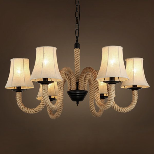 Люстра Loft Rope Chandelier 6 Бежевый Люстра Loft Rope Chandelier 6 Бежевый в Липецке | Loft Concept