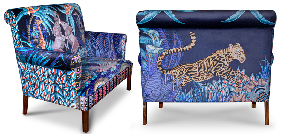 Диван Ardmore Design Sabie Sofa in Tanzanite Синий Тропический Орнамент Диван Ardmore Design Sabie Sofa in Tanzanite Синий Тропический Орнамент - Loft-Concept в Липецке