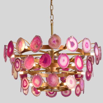 Люстра Agate Burst Chandelier 3 Round pink Розовый пастельный Золотой Люстра Agate Burst Chandelier 3 Round pink Розовый пастельный Золотой в Липецке | Loft Concept