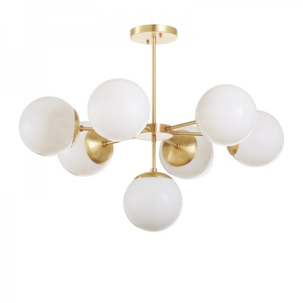 Подвесной светильник Copper Light Chandelier 7 Белый Латунь Подвесной светильник Copper Light Chandelier 7 Белый Латунь в Липецке | Loft Concept