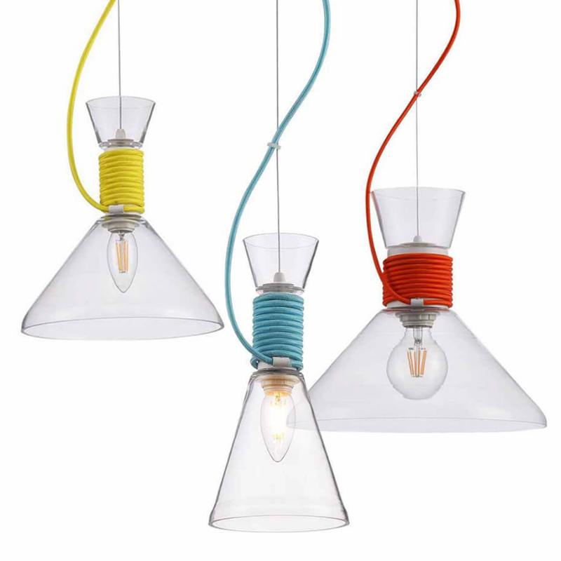 Подвесной Светильник Lamp With Multi-Colored Ropes Прозрачное Стекло Желтый Красный Голубой Подвесной Светильник Lamp With Multi-Colored Ropes Прозрачное Стекло Желтый Красный Голубой в Липецке | Loft Concept