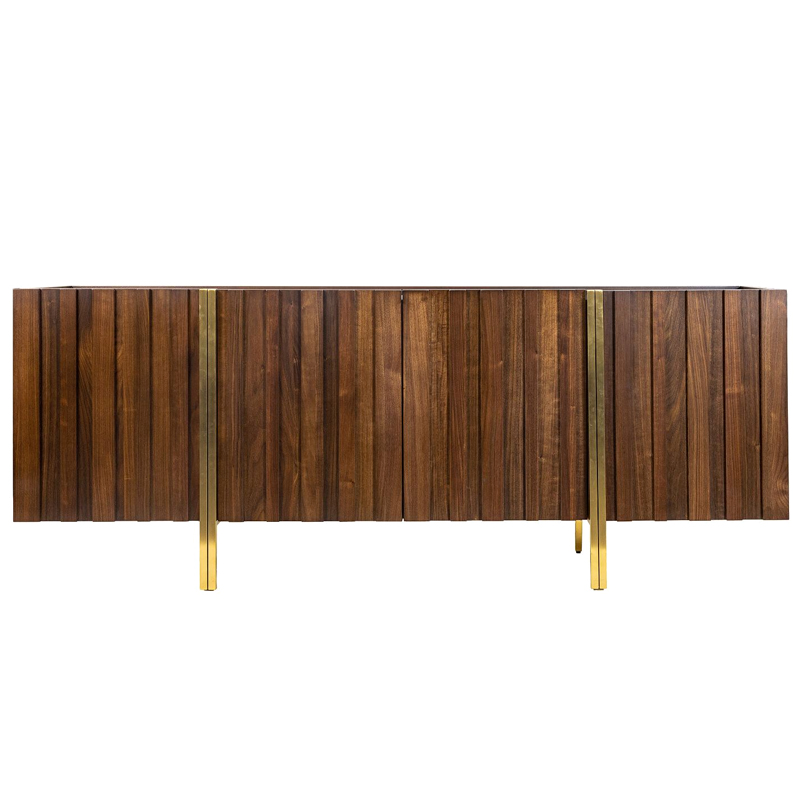 Комод с мраморной столешницей Walnut Veneer Коричневый Белый Латунь Комод с мраморной столешницей Walnut Veneer Коричневый Белый Латунь в Липецке | Loft Concept