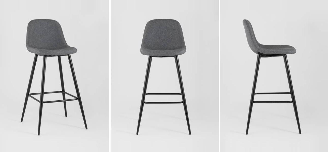 Барный Стул Archie Chair Серая Рогожка - фото