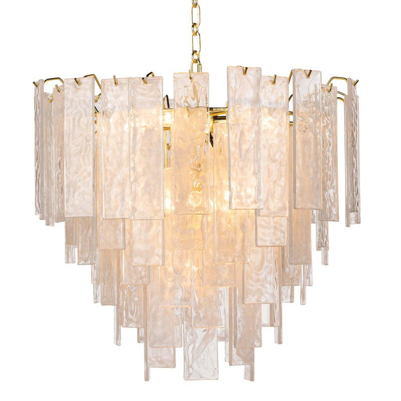 Люстра Textured Glass Chandelier Rectangular Pendants Золотой Прозрачный (Transparent) Люстра Textured Glass Chandelier Rectangular Pendants Золотой Прозрачный (Transparent) в Липецке | Loft Concept