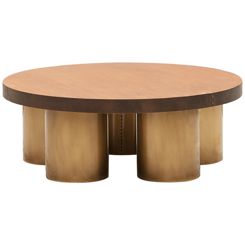 Круглый кофейный стол Stokes Coffee Table Латунь Коричневый Древесина Круглый кофейный стол Stokes Coffee Table Латунь Коричневый Древесина в Липецке | Loft Concept