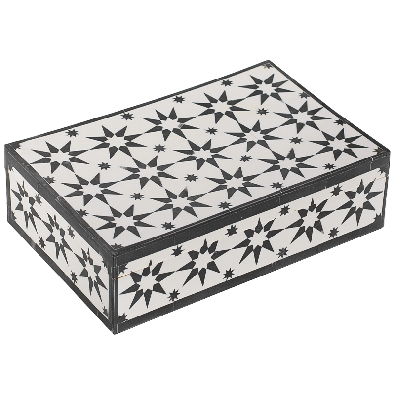 Шкатулка Stars Bone Inlay Черно-белый Шкатулка Stars Bone Inlay Черно-белый в Липецке | Loft Concept