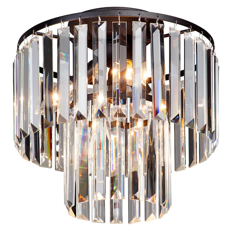 Потолочный светильник ODEON CLEAR GLASS 2-TIER диаметр 31 см Черный Прозрачное Стекло Потолочный светильник ODEON CLEAR GLASS 2-TIER диаметр 31 см Черный Прозрачное Стекло в Липецке | Loft Concept
