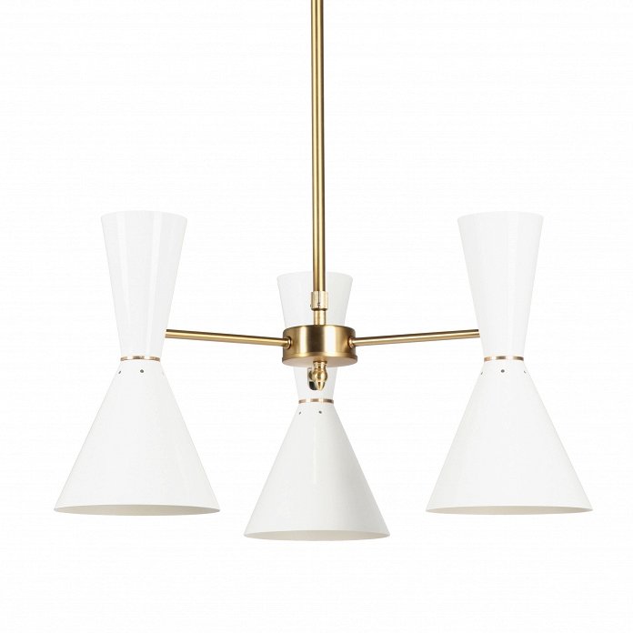 Люстра CAIRO Chandelier 3 Arm White Белый Латунь Люстра CAIRO Chandelier 3 Arm White Белый Латунь в Липецке | Loft Concept