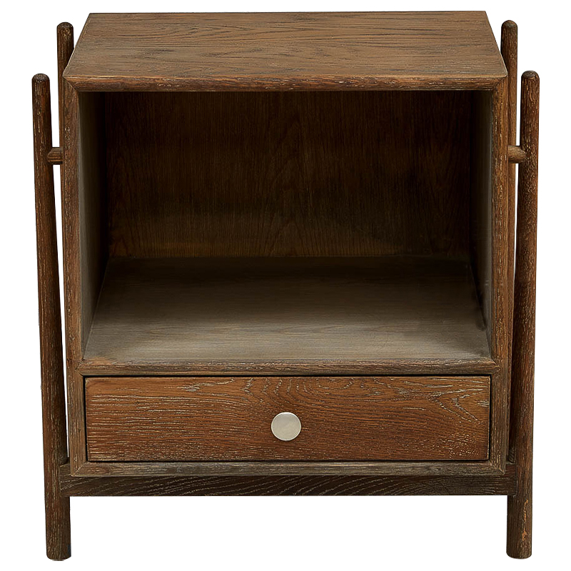 Тумба Harrell Oak Wood Nightstand Коричневый Хром Тумба Harrell Oak Wood Nightstand Коричневый Хром в Липецке | Loft Concept