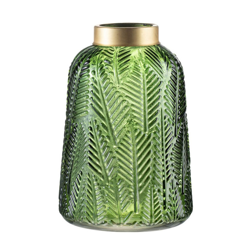 Ваза Green Vase Golden Throat high Золотой Прозрачный зеленый Ваза Green Vase Golden Throat high Золотой Прозрачный зеленый в Липецке | Loft Concept