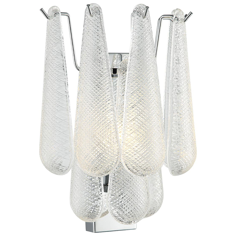 Бра Textured Glass Drops Wall Lamp Хром Белый Бра Textured Glass Drops Wall Lamp Хром Белый в Липецке | Loft Concept