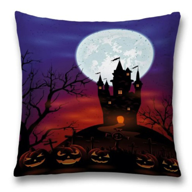 Подушка Halloween Castle Синий Черный Красный Подушка Halloween Castle Синий Черный Красный в Липецке | Loft Concept