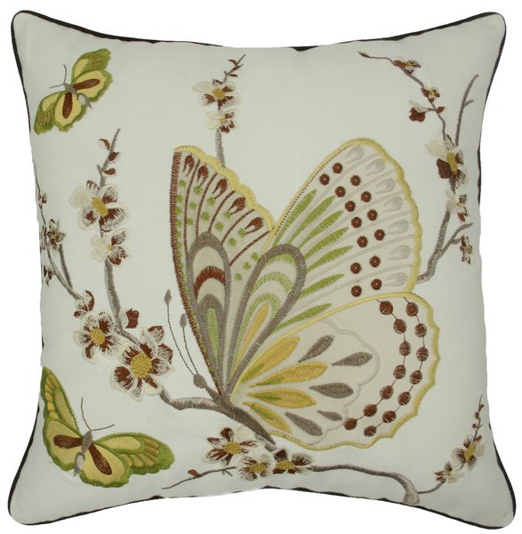 Декоративная подушка Вышивка butterfly Желтый ivory ( слоновая кость ) Декоративная подушка Вышивка butterfly Желтый ivory ( слоновая кость ) в Липецке | Loft Concept