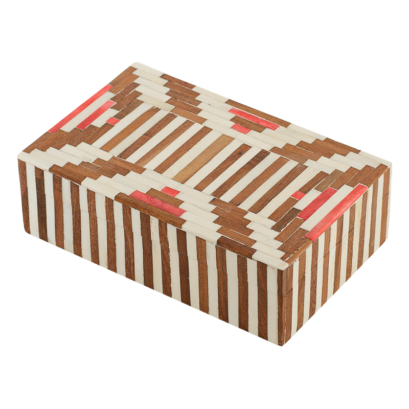 Шкатулка инкрустация костью Bone Inlay Box Red Оранжевый Древесина Бежевый Шкатулка инкрустация костью Bone Inlay Box Red Оранжевый Древесина Бежевый в Липецке | Loft Concept
