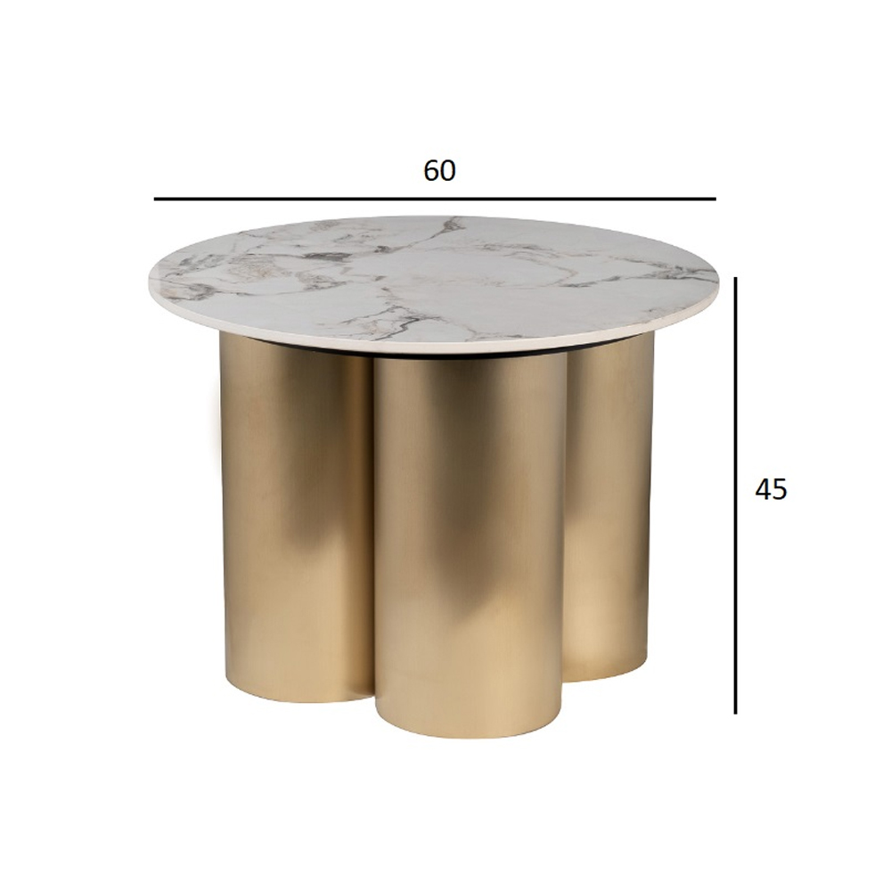 Стол журнальный круглый керамогранит белый Keramos в Липецке