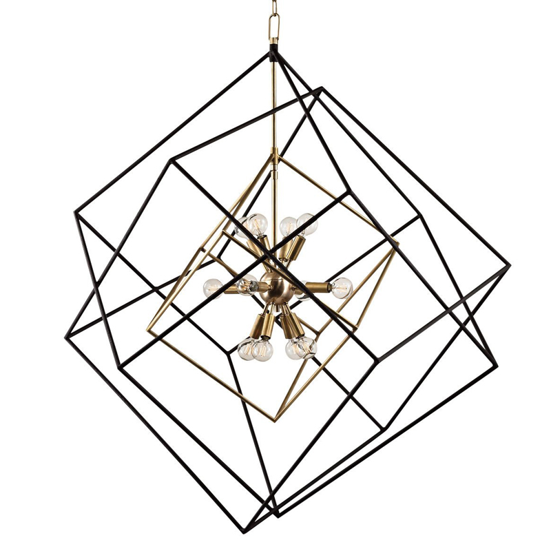 Люстра CUBIST Pendant Black and Gold 9 lamp Золотой Черный Люстра CUBIST Pendant Black and Gold 9 lamp Золотой Черный в Липецке | Loft Concept