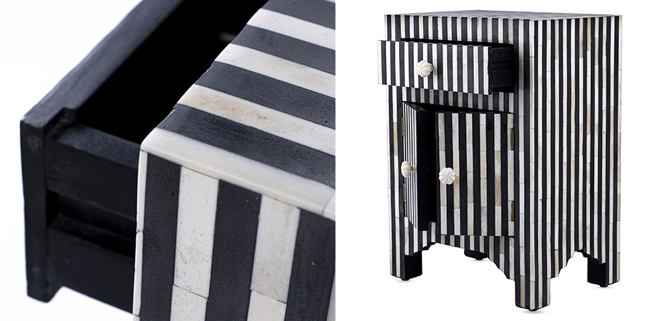 Тумба инкрустация костью Inlaid Bone Stripes чёрно-белые полосы Тумба инкрустация костью Inlaid Bone Stripes чёрно-белые полосы - Loft-Concept в Липецке