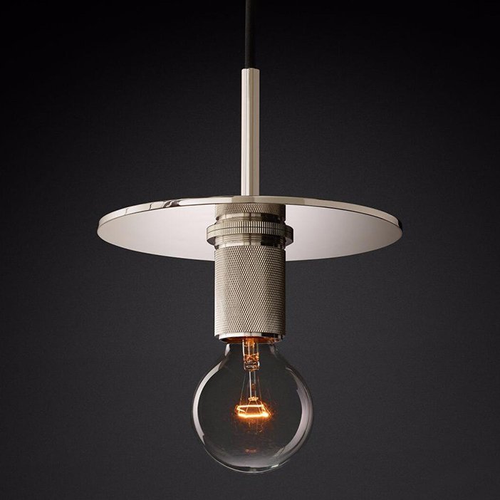 Подвесной светильник RH Utilitaire Disk Shade Pendant Silver Никель Прозрачное Стекло Подвесной светильник RH Utilitaire Disk Shade Pendant Silver Никель Прозрачное Стекло в Липецке | Loft Concept