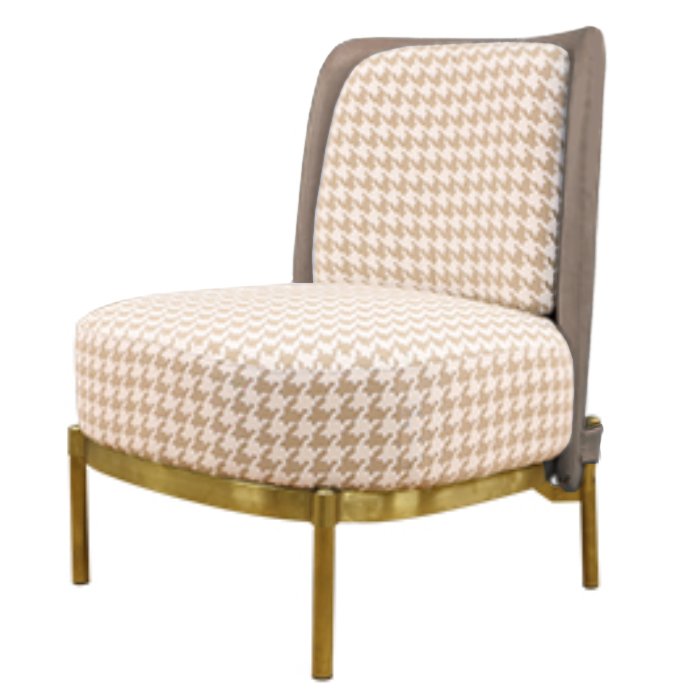 Кресло Pied de poule Beige Armchair Бежевый Латунь Молочный Кресло Pied de poule Beige Armchair Бежевый Латунь Молочный в Липецке | Loft Concept