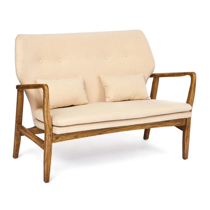Диван с каркасом из массива дерева Makeshift sofa beige Бежевый Диван с каркасом из массива дерева Makeshift sofa beige Бежевый в Липецке | Loft Concept