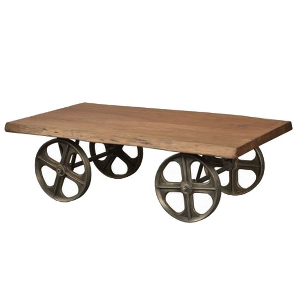 Стол на колесах Industrial Coffee Table on Wheels Акация Стол на колесах Industrial Coffee Table on Wheels Акация в Липецке | Loft Concept