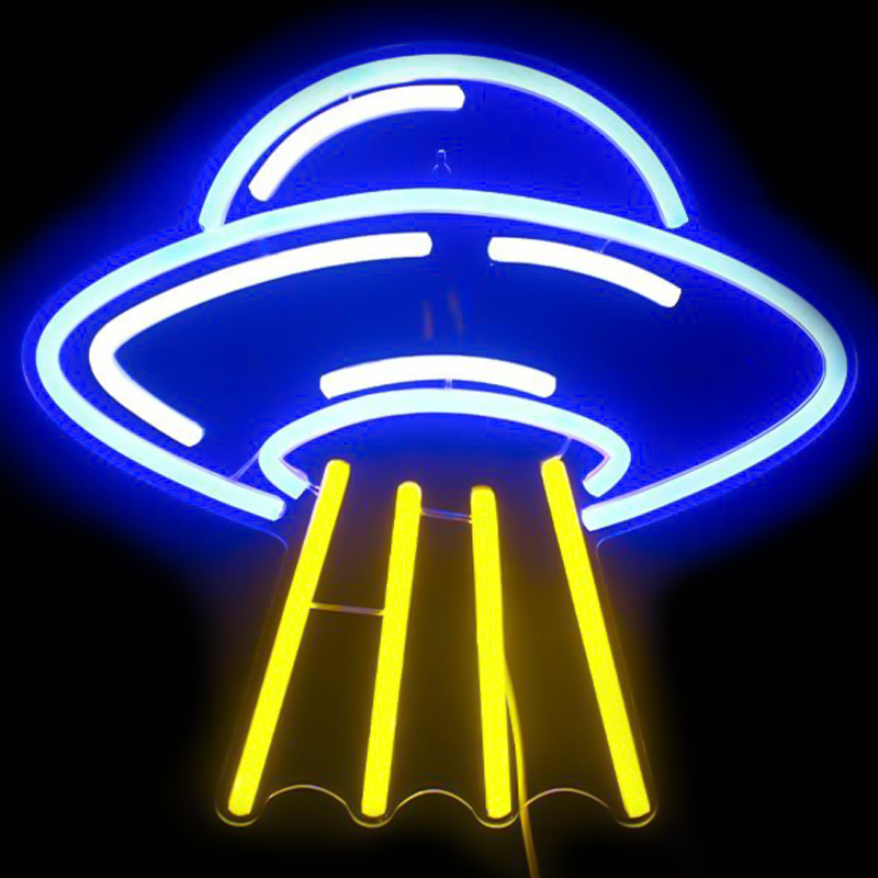 Неоновая настенная лампа UFO Neon Wall Lamp Желтый Синий Неоновая настенная лампа UFO Neon Wall Lamp Желтый Синий в Липецке | Loft Concept