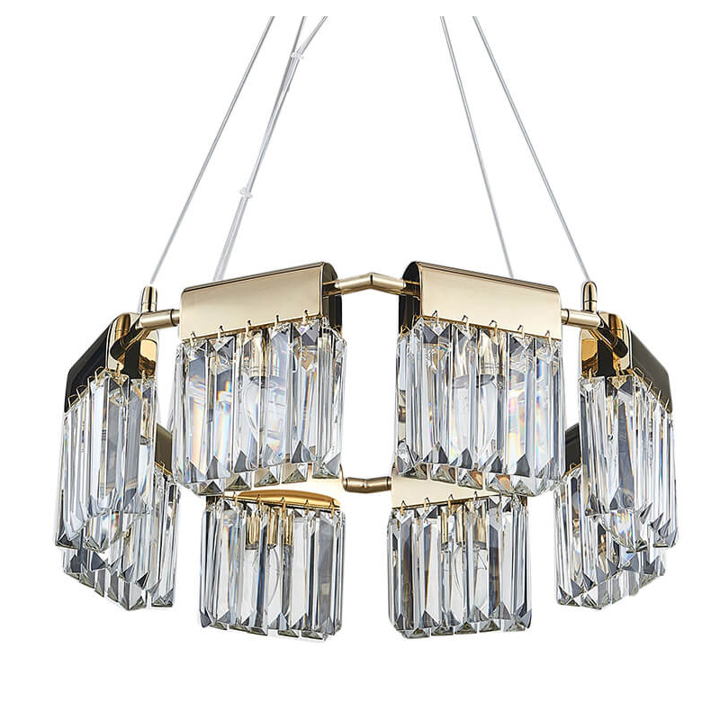 Люстра Crystal Pendants gold 8 Глянцевое золото Прозрачное Стекло Люстра Crystal Pendants gold 8 Глянцевое золото Прозрачное Стекло в Липецке | Loft Concept