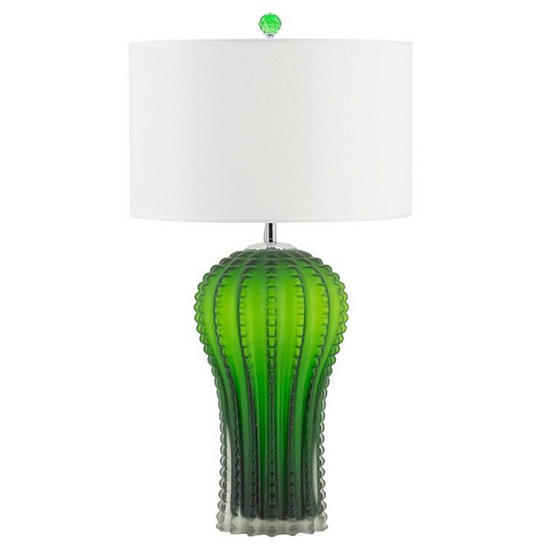Настольная лампа с тканевым абажуром и основанием в форме кактуса Cactus Table Lamp Белый Зеленый в Липецке | Loft Concept 