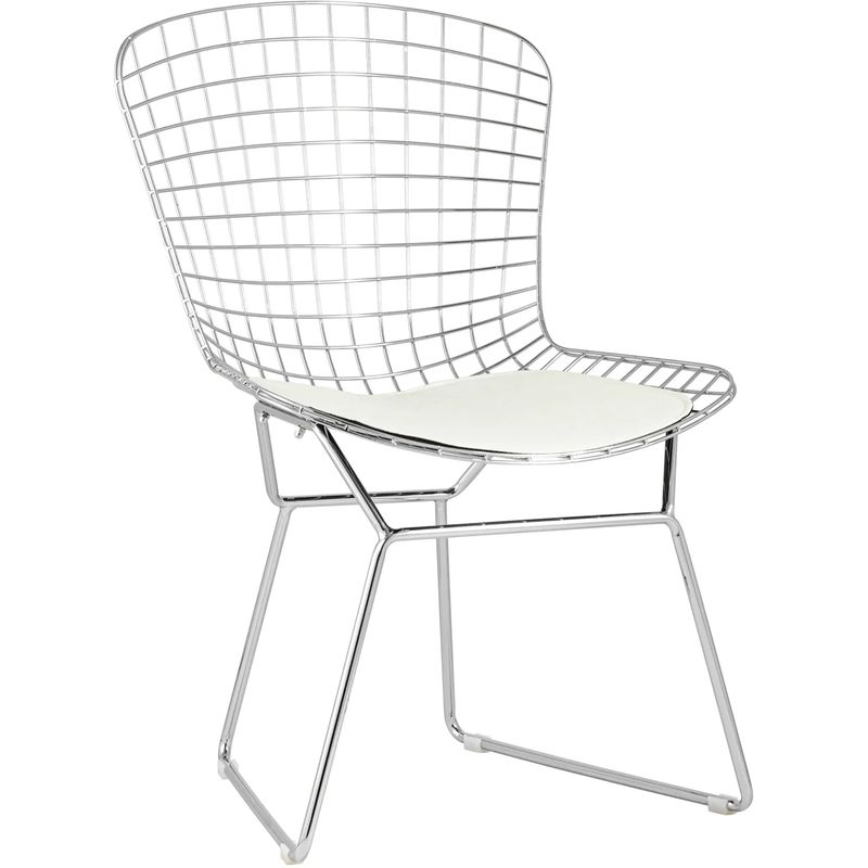 Стул Bertoia Chair Хромированный с Белой подушкой Хром Белый Стул Bertoia Chair Хромированный с Белой подушкой Хром Белый в Липецке | Loft Concept