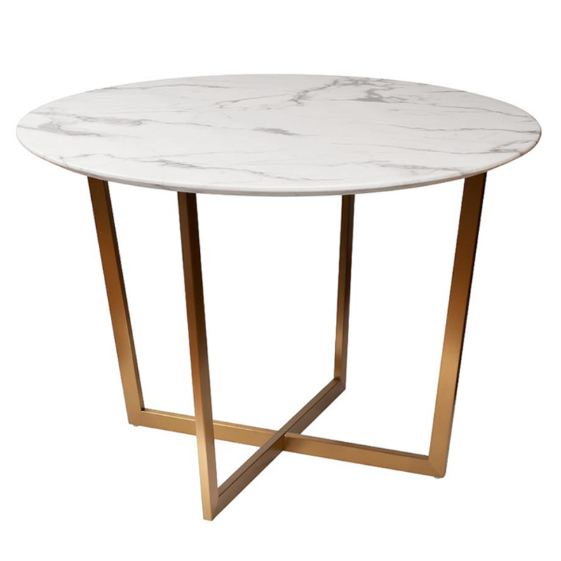 Обеденный стол Dining table Jacques round white Белый Золотой Обеденный стол Dining table Jacques round white Белый Золотой в Липецке | Loft Concept