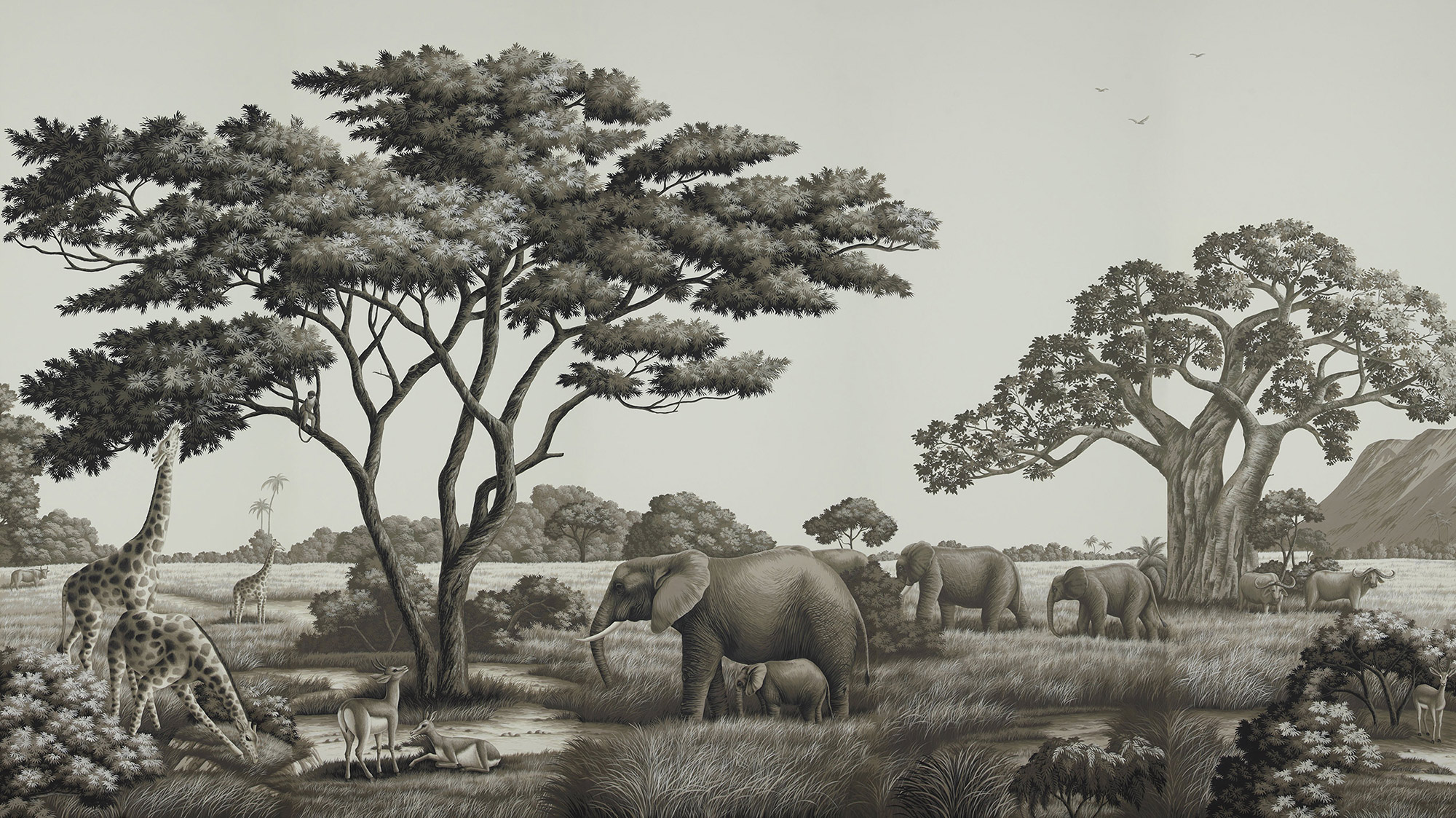 Обои ручная роспись African Savannah Colourway SC-94 on scenic paper Обои ручная роспись African Savannah Colourway SC-94 on scenic paper - постер Loft-Concept в Липецке
