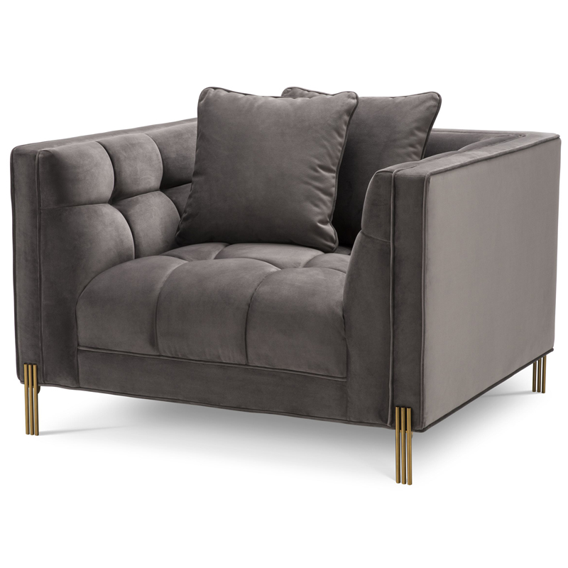 Кресло Eichholtz Chair Sienna grey Серый Латунь Кресло Eichholtz Chair Sienna grey Серый Латунь в Липецке | Loft Concept