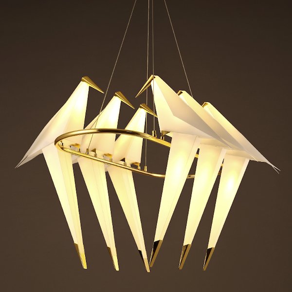 Люстра Origami Bird Chandelier 6 Бежево-серый Золотой Люстра Origami Bird Chandelier 6 Бежево-серый Золотой в Липецке | Loft Concept