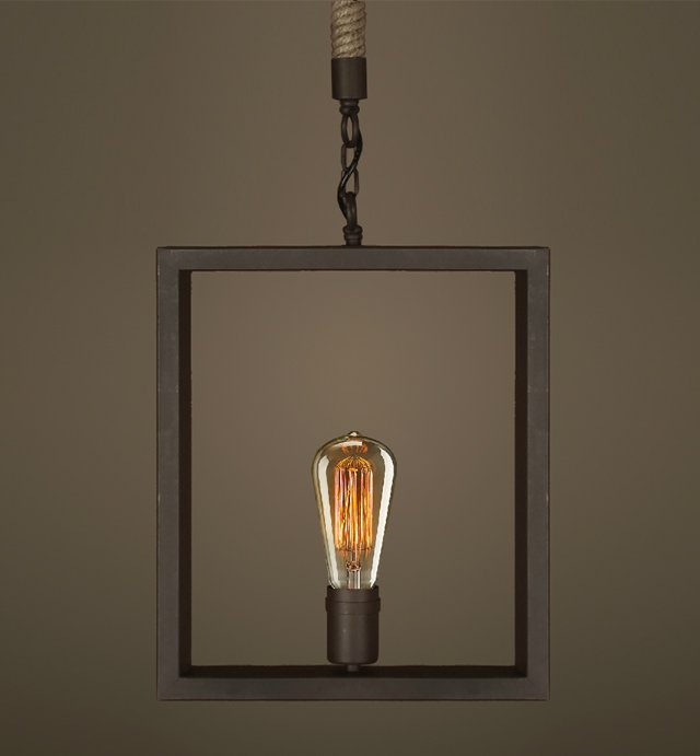 Подвесной светильник Quadrate Loft Rope Light Коричневый Подвесной светильник Quadrate Loft Rope Light Коричневый в Липецке | Loft Concept