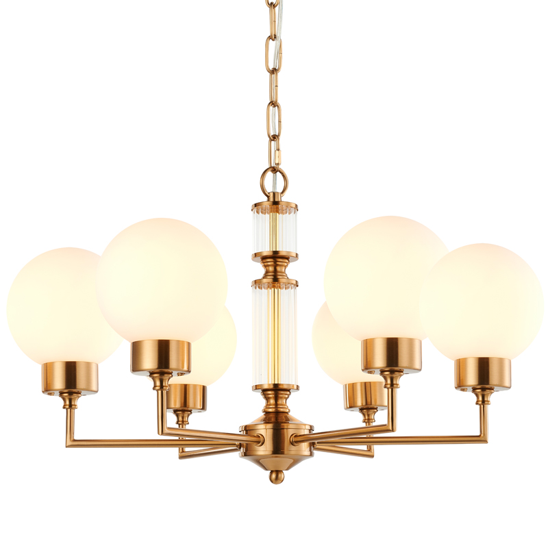 Люстра Zibille Chandelier Brass 58 Латунь Белое матовое стекло Прозрачный Люстра Zibille Chandelier Brass 58 Латунь Белое матовое стекло Прозрачный в Липецке | Loft Concept