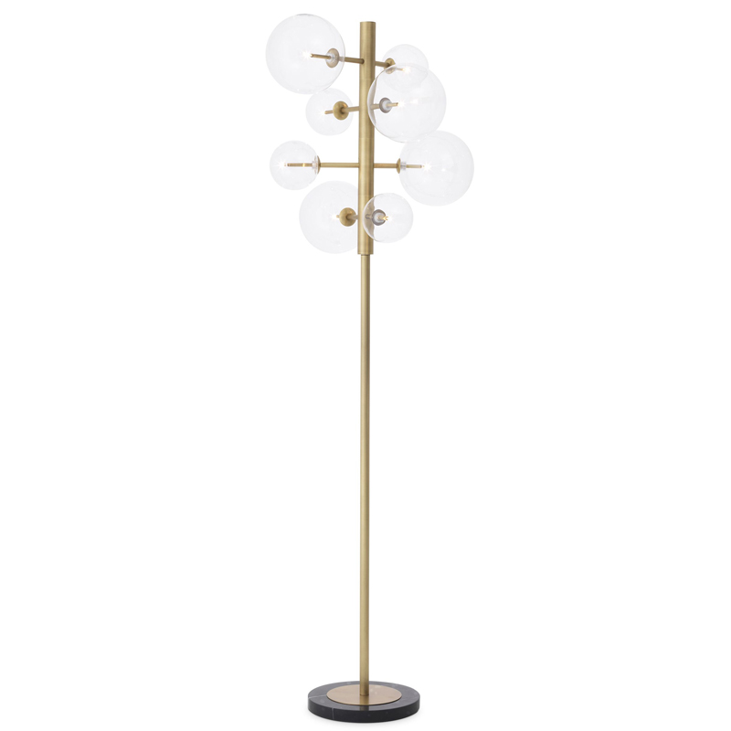 Торшер Eichholtz Floor Lamp Argento Латунь Прозрачное Стекло Черный Мрамор Nero Торшер Eichholtz Floor Lamp Argento Латунь Прозрачное Стекло Черный Мрамор Nero в Липецке | Loft Concept